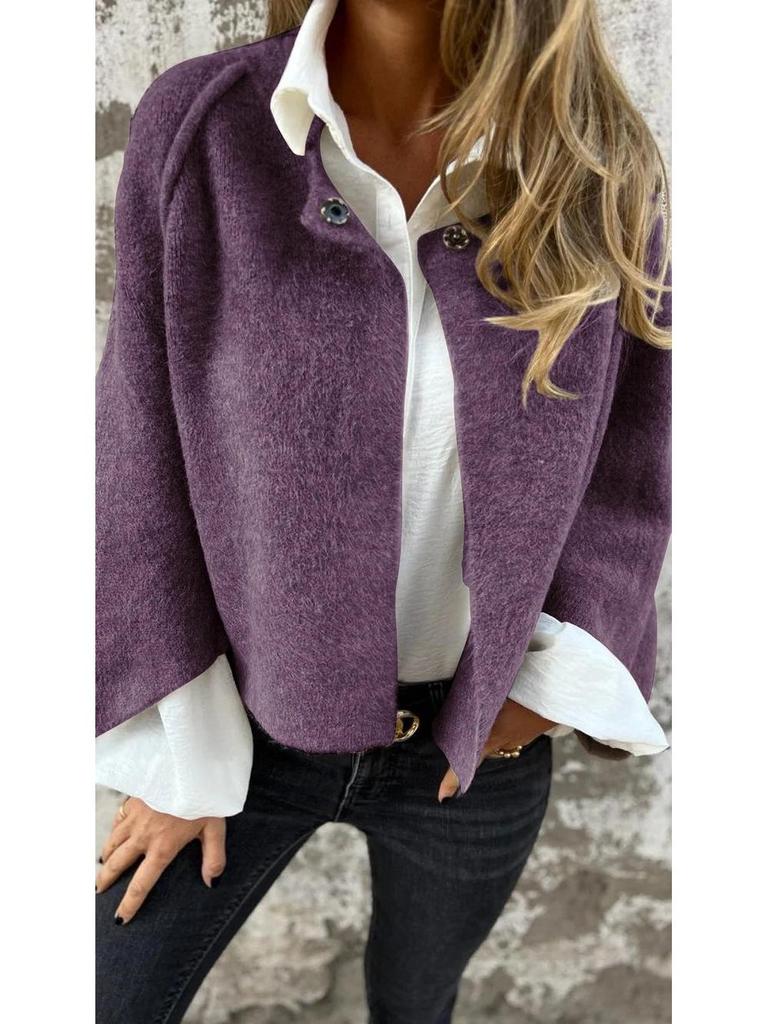 2025 Women's Autumn/Winter Short Loose Cashmere Jacket with Long Sleeves