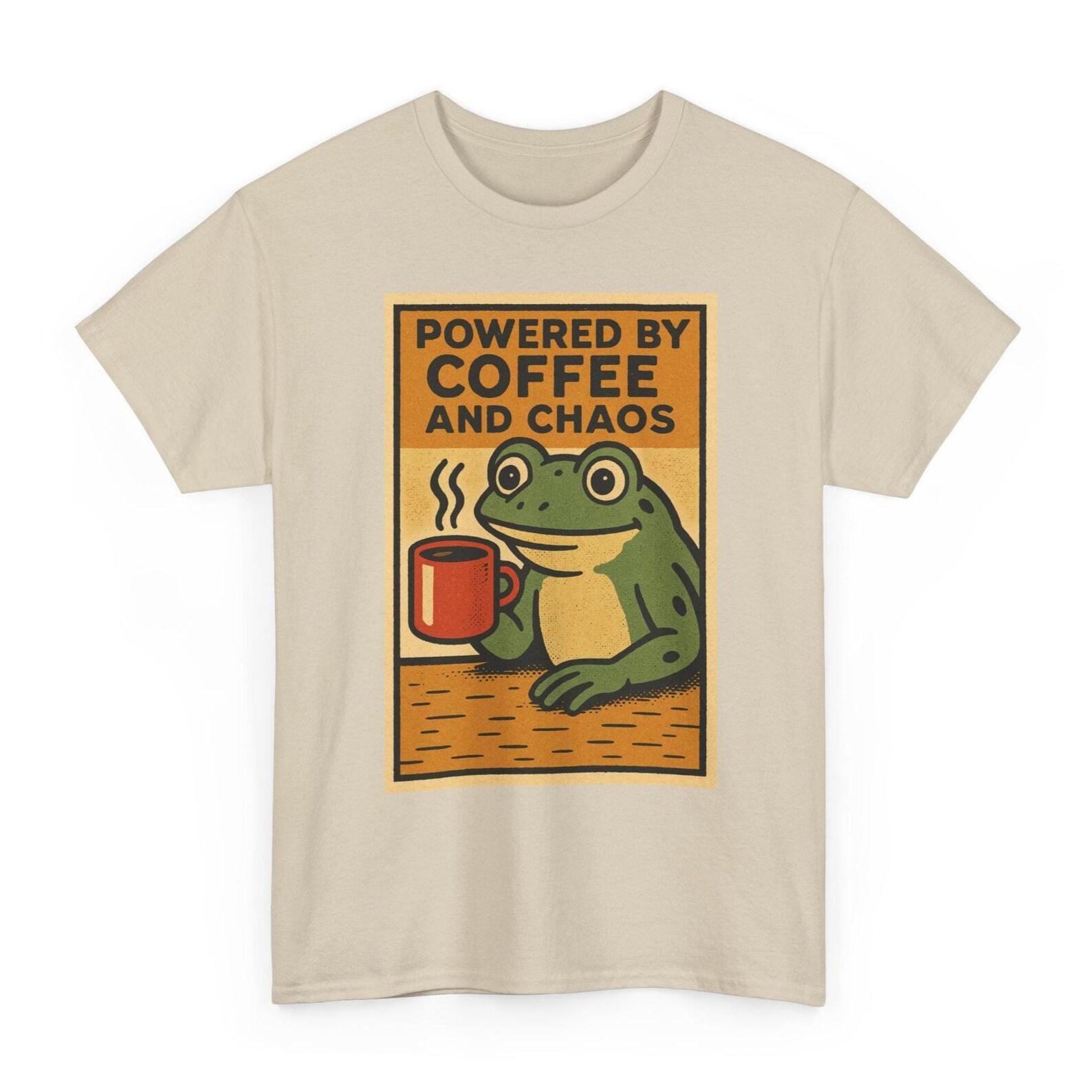Powered By Coffee And Chaos T-Shirt | Funny Meme Tee | Mom Life Humor Shirt S
