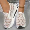 2026 New Women Sneakers Fashion Embroidered Platform Sneakers Women Breathable Mesh Sports Shoes Woman Thick Sole Slip on Shoes