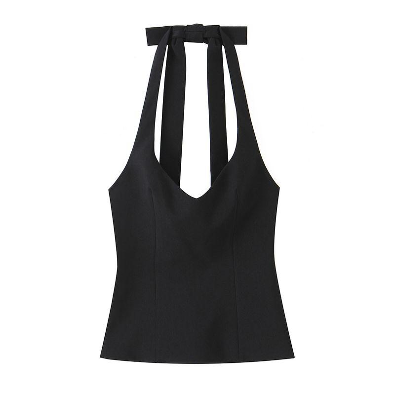 Kaslead New Women clothes Western Style Fashion Back Bow Neck Collar Top 7966889