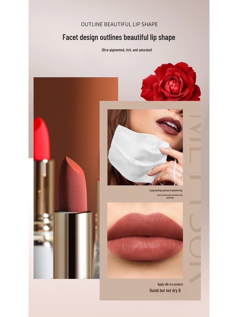 METYSUR White Truffle Rose Essential Oil Long-Lasting Moisturizing Lipstick MT6061