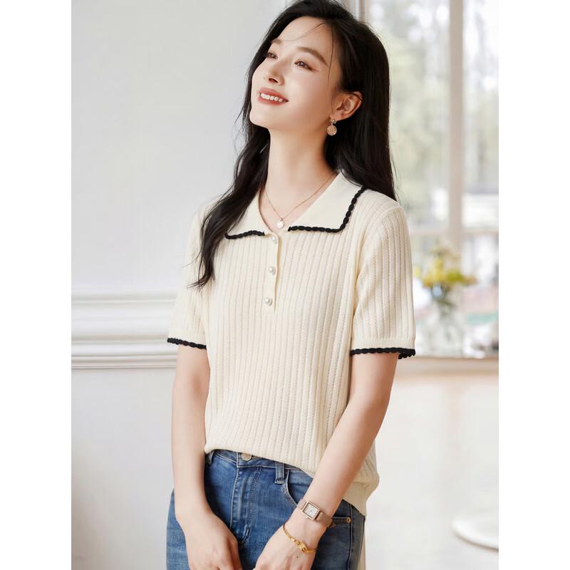 Women's Summer Knitted Short Sleeve Polo T-Shirt