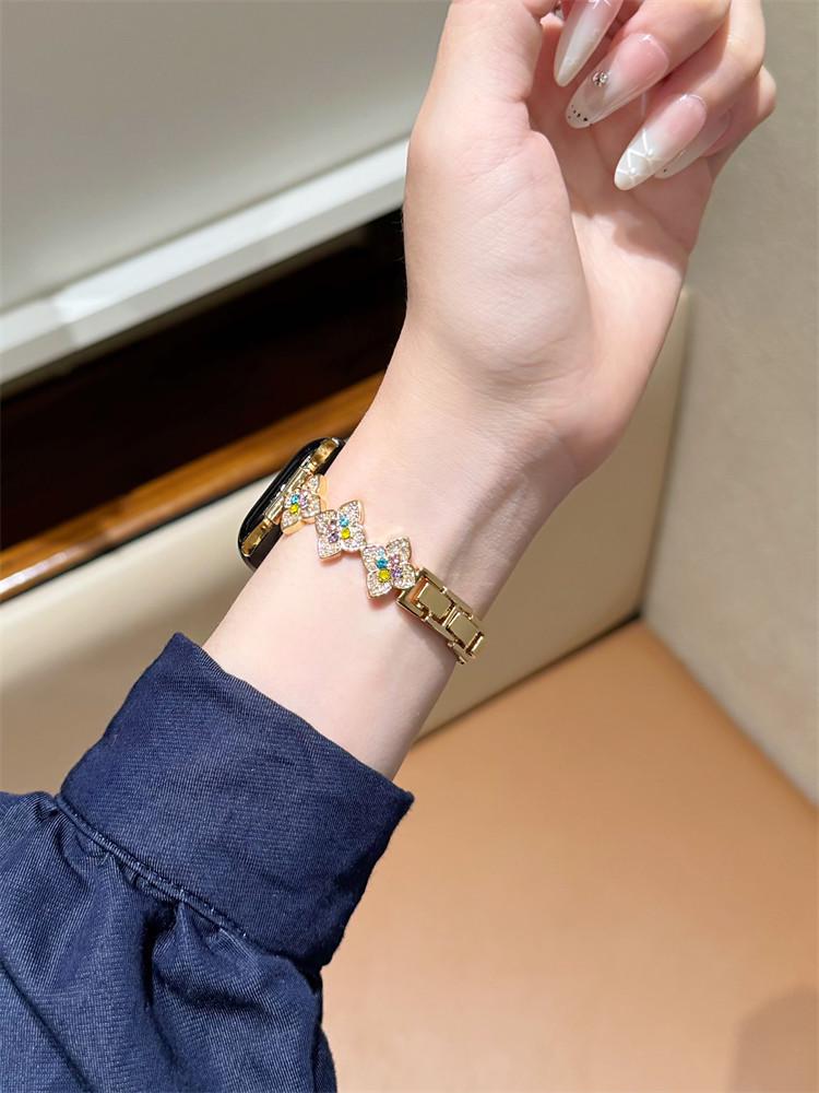 Colorful Diamond Four-Leaf Clover Strap for Apple Watch S11, Huawei GT6, Xiaomi 9Pro