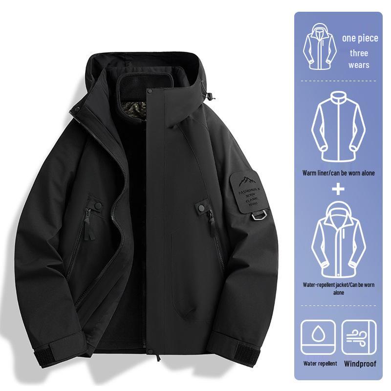 Unisex 3-in-1 Windproof Waterproof Hiking Jacket with Detachable Liner for Autumn/Winter