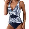 Women's Swimsuit Sleeveless Summer Casual Striped One-piece Sexy European and American Swimsuit