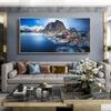 Landscape oil painting beautiful mountain lakeside town art canvas painting living room corridor office home decoration mural No Frame