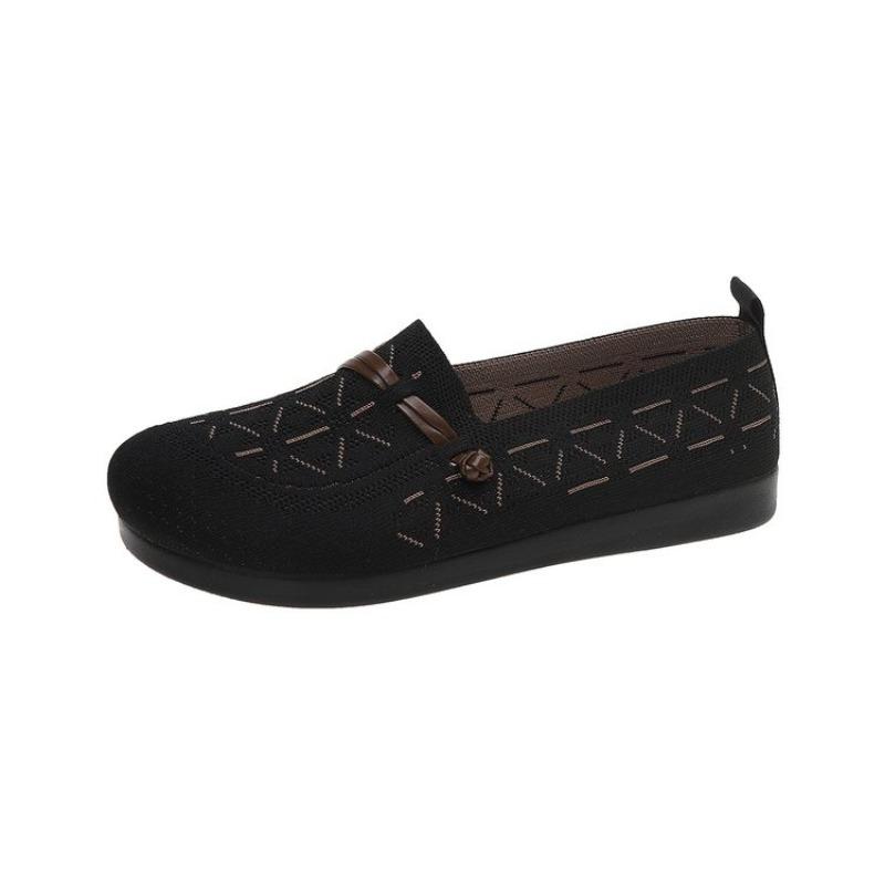 Fashion 2025 Spring/Summer New Women's Shoes, Knitted Mesh, Simple Flat Shoes, Comfortable Work Shoes, Le Fu Shoes Women's Shoes