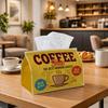 1pc Vintage Cafe Tissue Box - Multi-functional Napkin Dispenser, Two Sizes Available Made of Durable Polyester, Decorated with Coffee Cup Bean Sign, S