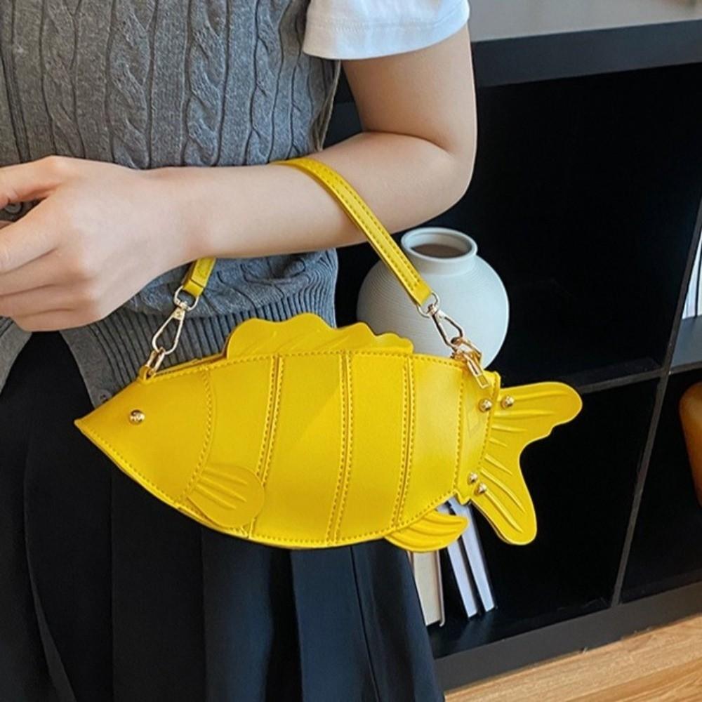 Creative Simulation Fish Shaped Crossbody Bag Faux Leather Slouchy Hobo Bag Daily Use