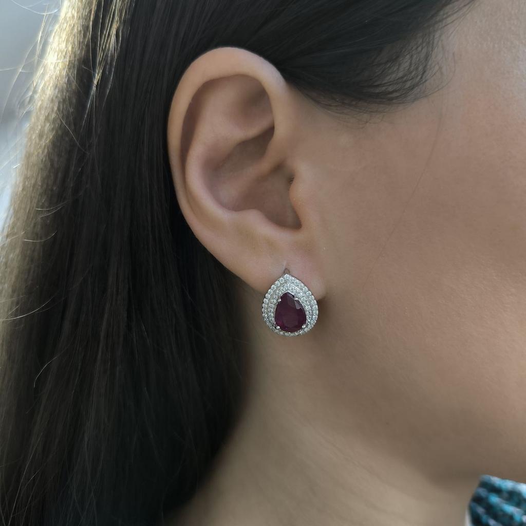 Silver Earrings with Natural Ruby 6.289ct (2182436)