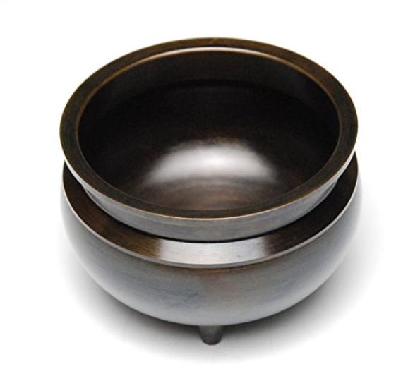 Hasegawa Buddhist Altar Incense Burner, Desk-Mounted Incense Burner (Brass, Colored), 3.5 Inches, Black-Brown