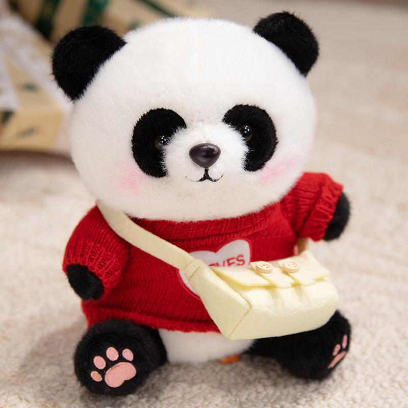 Cute Cute Dressed Panda Doll Plush Toy Black And White Panda Doll Children Accompany Soothing Doll