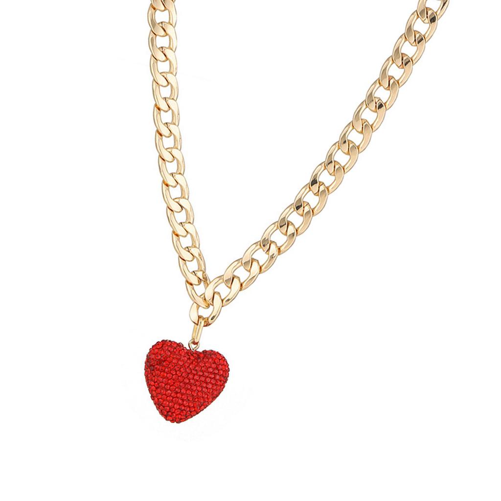 Elegant Heart Pendant Necklace Women Charm Necklace with Chunky Chain Fashion Heart Drop Earrings for Various Occasion