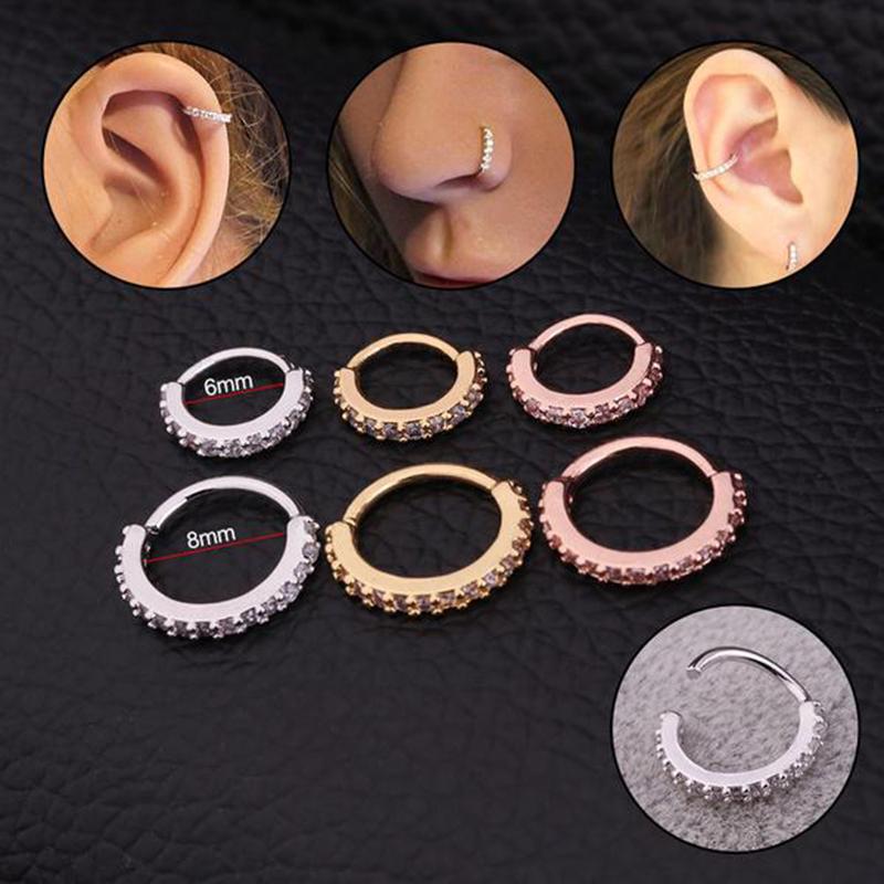 

1шт Snug серьги пирсинг Helix хряща Daith нос кольцо CZ Хооп ювелирные украшения