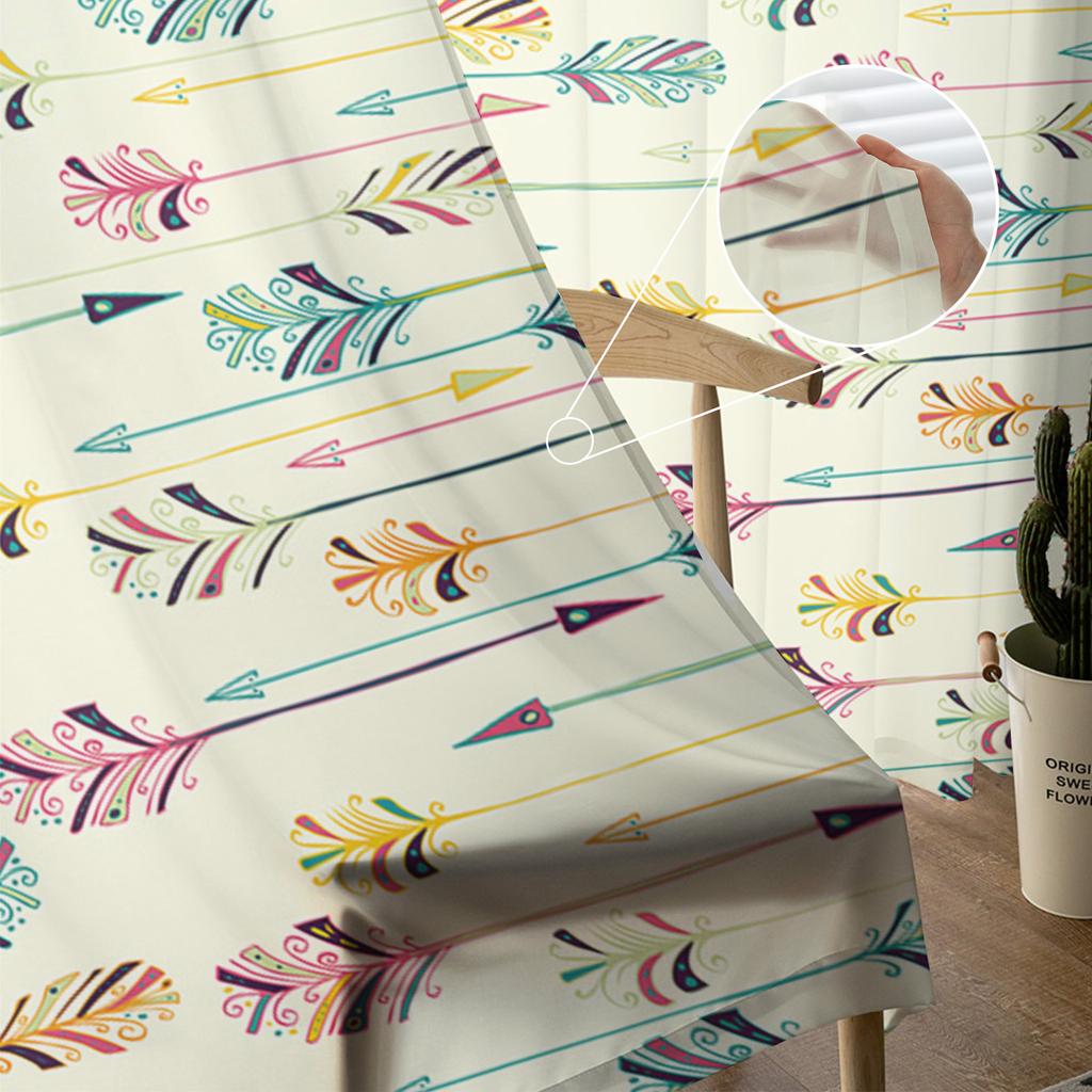 Arrow Feather Modern Tulle Curtains For Living Room Bedroom Home Kitchen Window Sheer Curtains