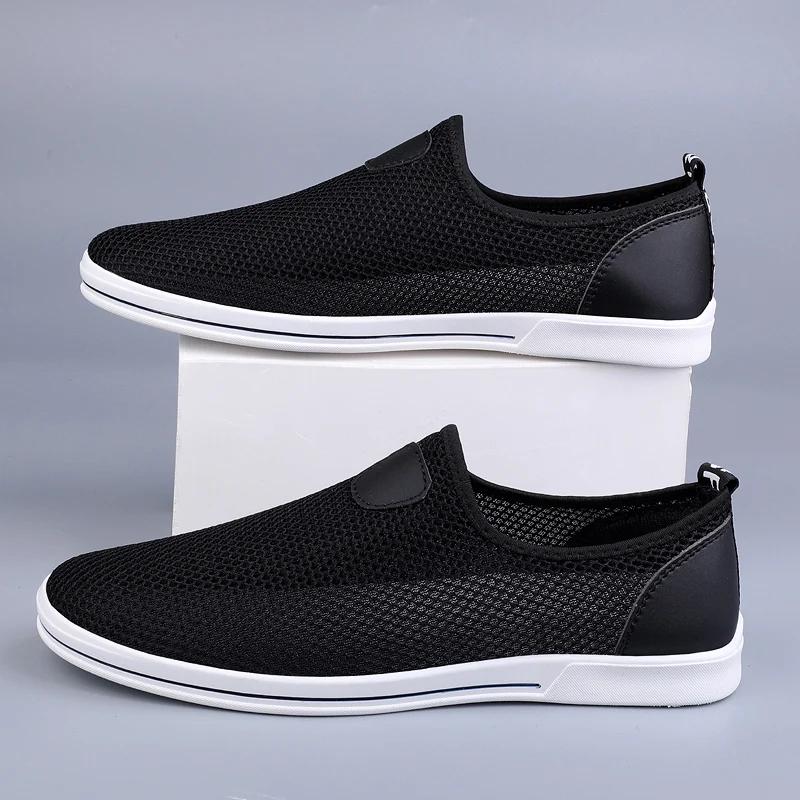 Mens Hollow Out Moccasins Soft Handmade Male Driving Shoes Breathable Summer Mesh Flats Slip-On Casual Shoes Men Outdoor Loafers