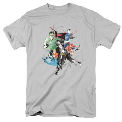 Justice League Of America Mashup Herren T-Shirt Silber Offiziell Lizenziert