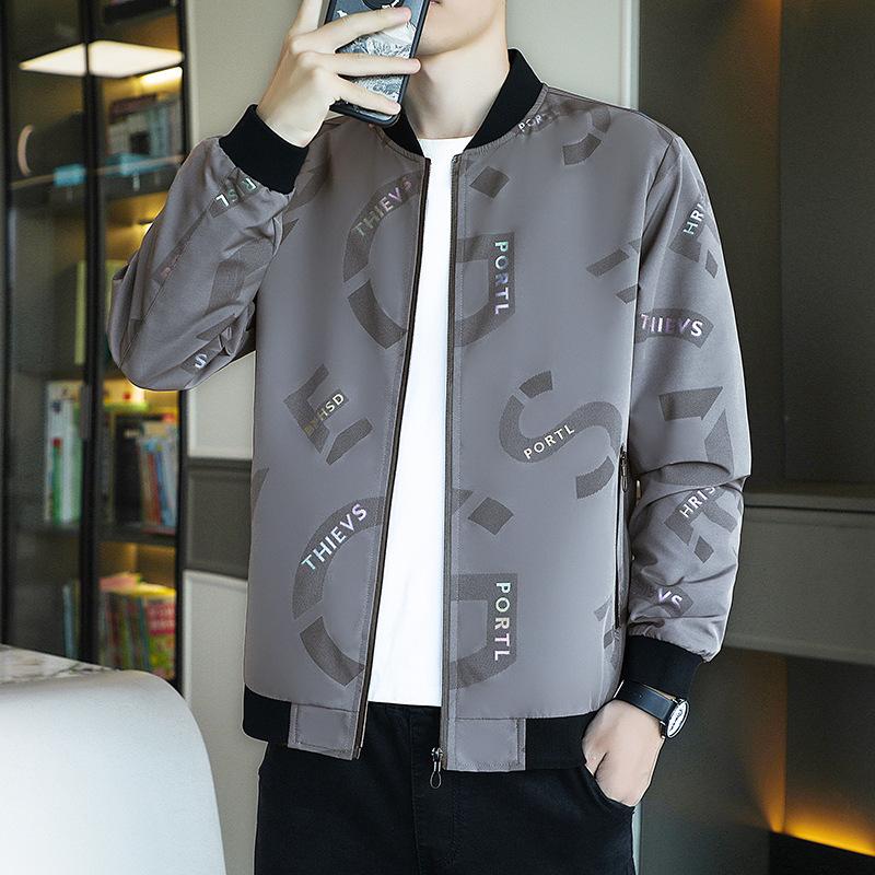 Jacke Herren Herbst und Winter Neu Koreanische Version Lässig Vielseitig Teenager Trend Top Trendy Outdoor-Sportarten Bedruckte Jacke