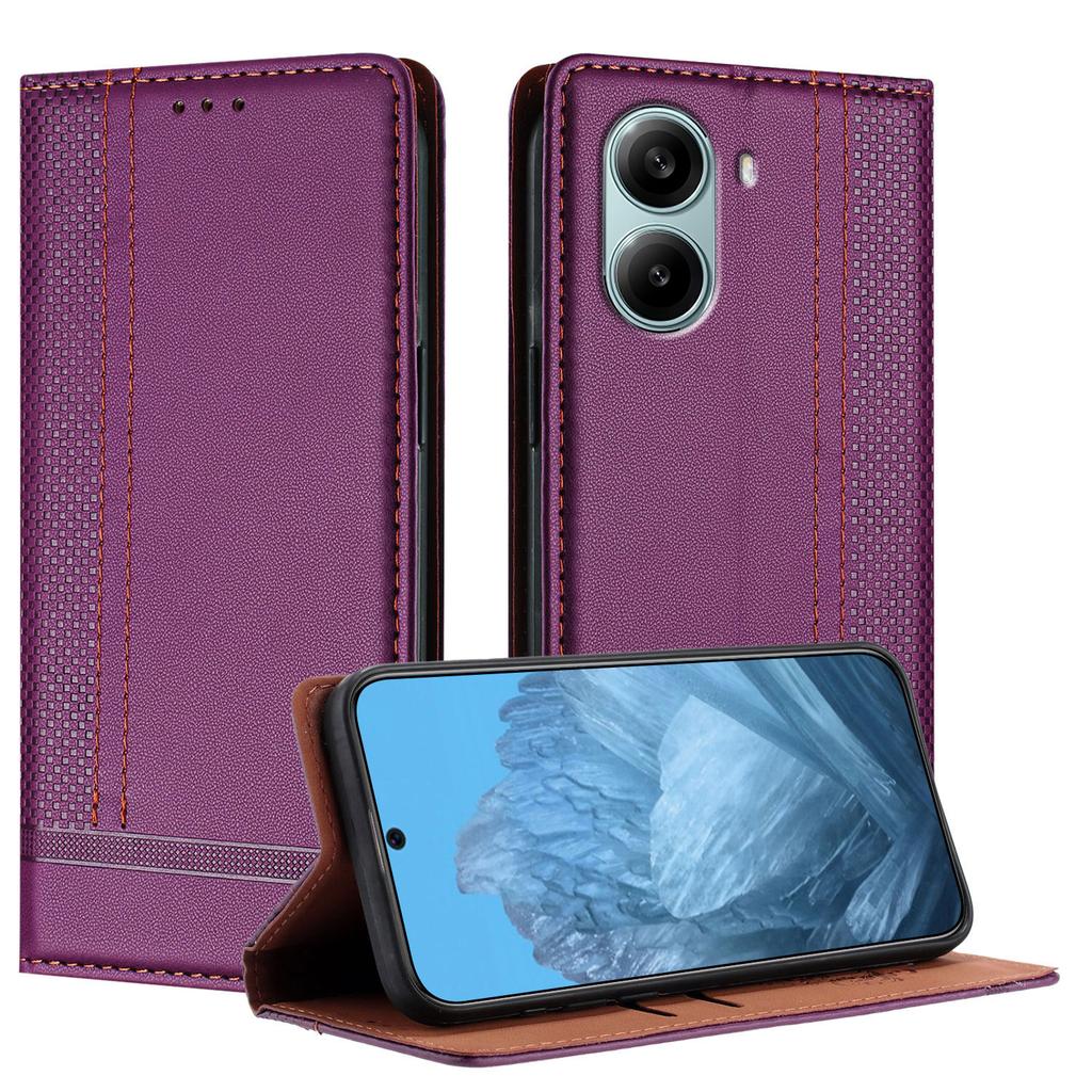 For Xiaomi Redmi Turbo 4 Pro 5G Case L-Shaped Grid Pattern Leather Stand Phone Cover with Card Slots