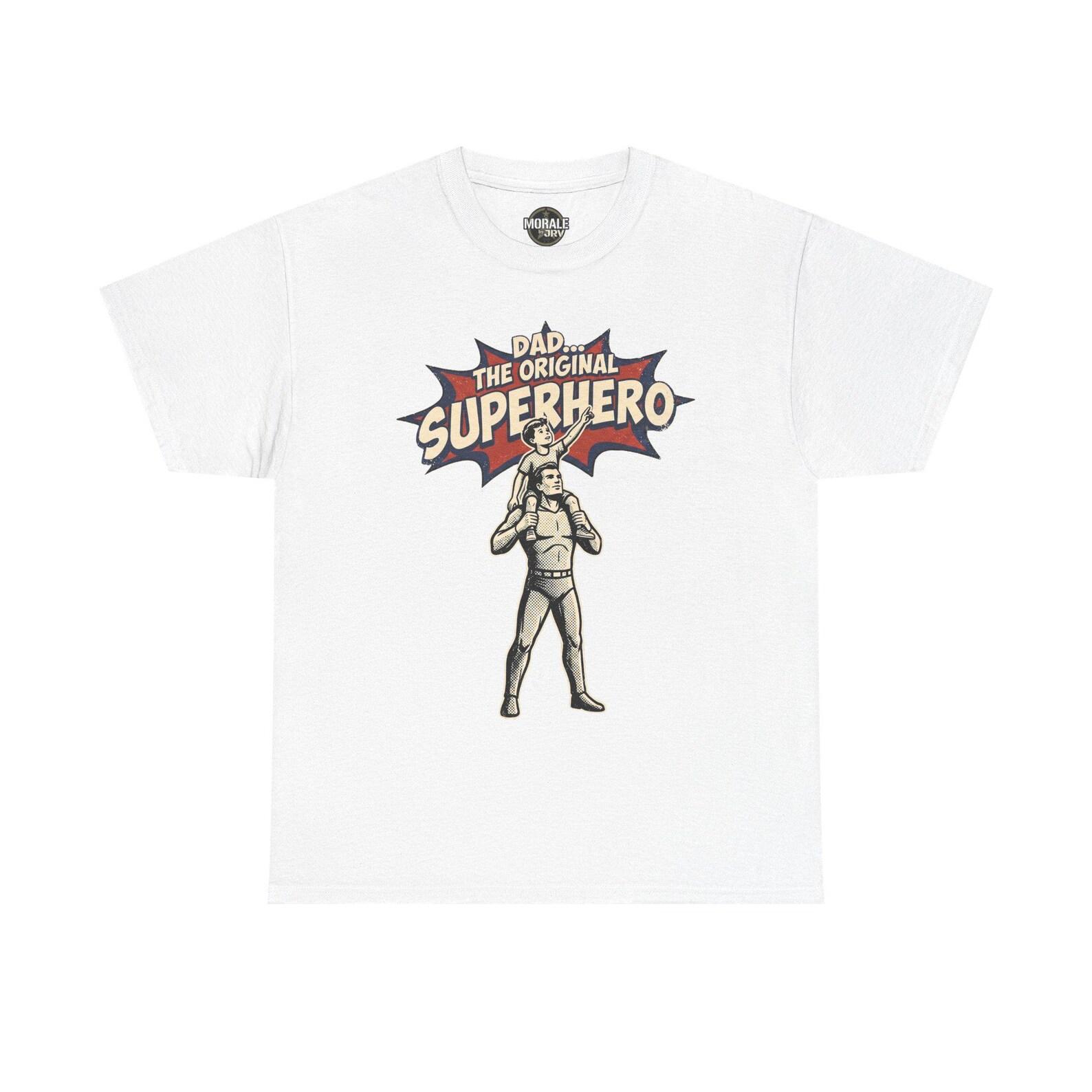 Dad The Original Superhero T-Shirt | Retro Comic Father s Day Gift | Vintage Graphic Tee XL