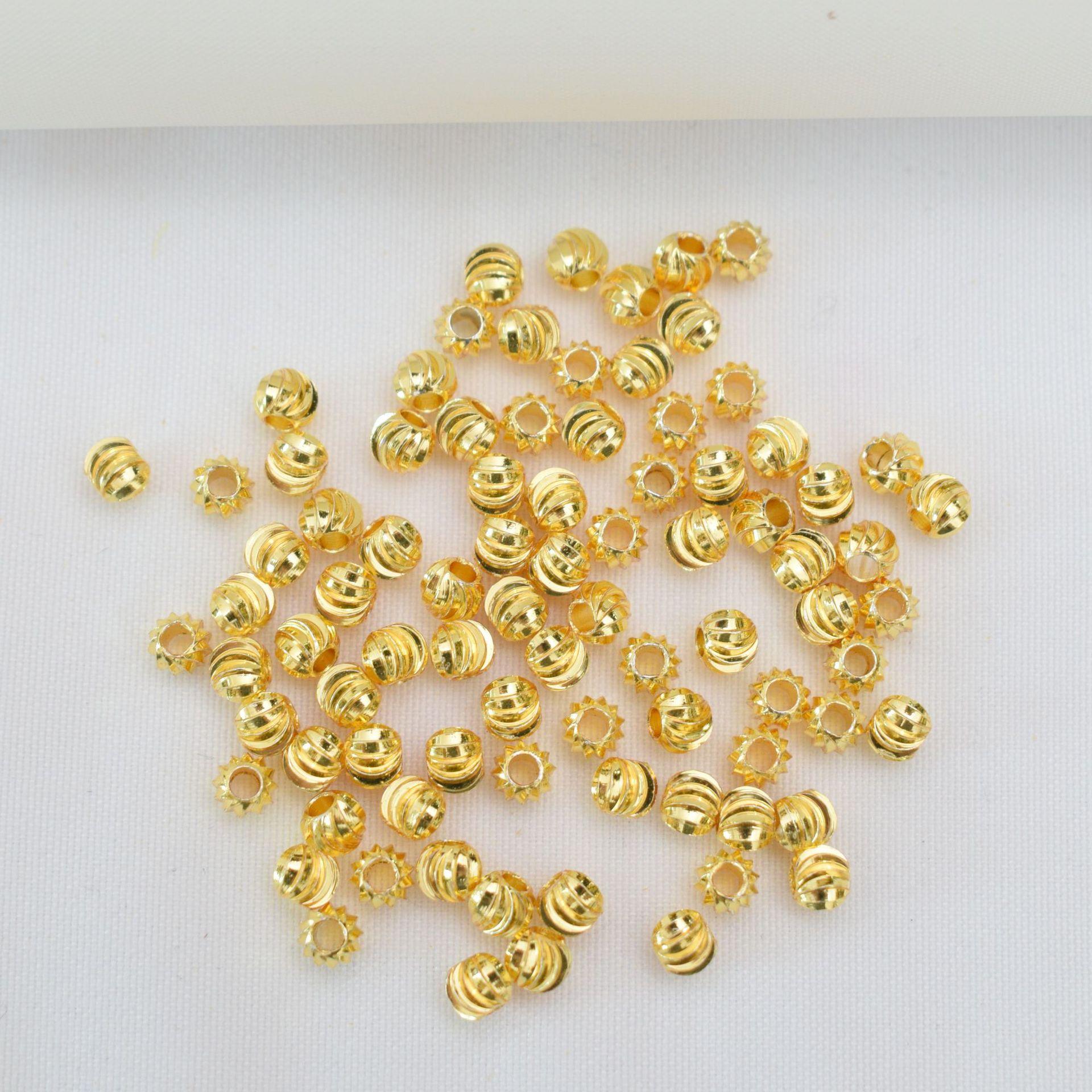 

100 шт. 18-каратный золотой пакет, сохраняющие цвет арбузные бусины, разделители для бусин, цветы, тыквенные бусины, браслет своими руками, ожерелье, бисерные украшения, медные бусины C97 4mm