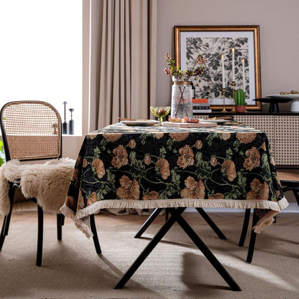 Imaqi Yun Bohemian Floral Jacquard Tablecloth