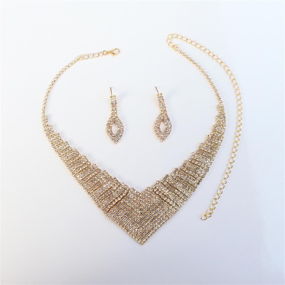 

Europe, America, Fashion Light Luxury High-End Full Diamonds, Necklaces, Earrings, Jewelry Sets, Bridal Wedding Women S Accessories золотой