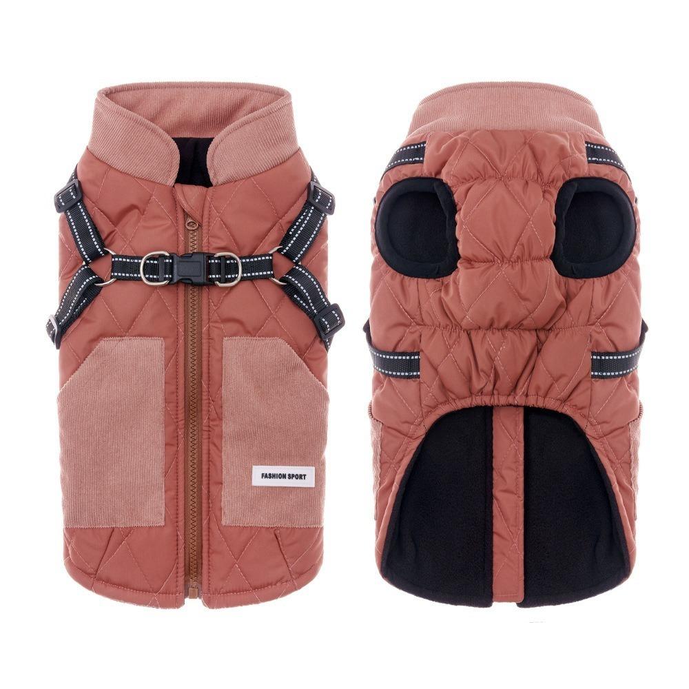 Thickened Winter Dog Jacket Adjustable Back Fleece Pet Coat Dog Cotton Jacket  Cold Weather L красный