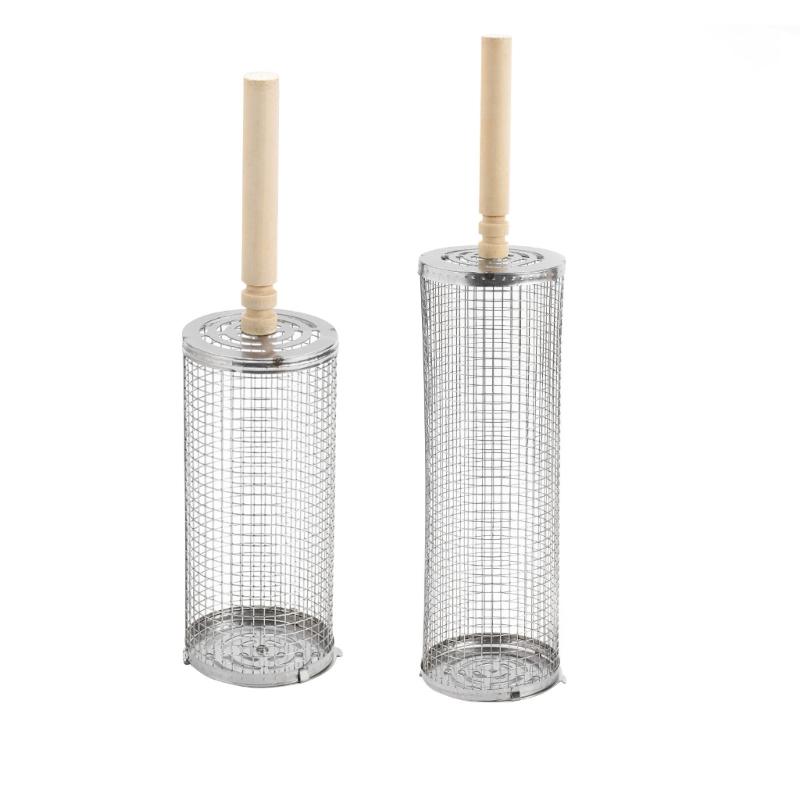 

Stainless Steel Grilling Basket Removable Wood Handle Dishwasher Safe Large Capacity Suitable for Outdoor Cooking Use 1