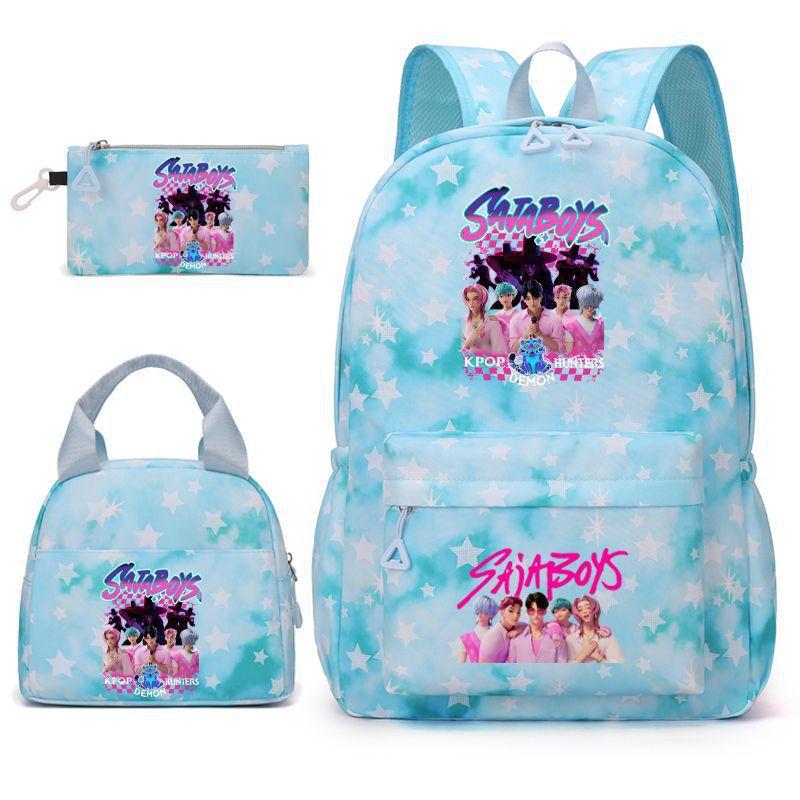 Kpop School Bag, Witch Hunter Girl Group Student Three-Piece School Bag, Large Capacity Backpack, Lightweight Cartoon School Bag