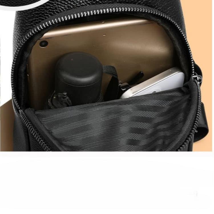 Men's Lychee Pattern Casual Breast Bag