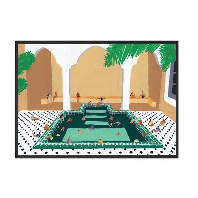 Abstract Minimalist Swimming Pool Holiday Illustration Office Decor Canvas Painting Wall Art Picture Poster Print Home No Frame