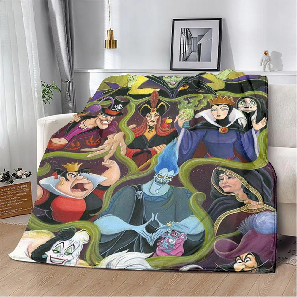 Cartoon Printed Blanket Picnic Blankets Princess Villains Queen Warm Blanket Soft and Comfortable Home Travel Birthday Gift
