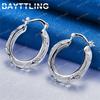 Elegant 925 Sterling Silver 30MM Exquisite Hollow Round Earrings Women's Luxury Wedding Gift Jewelry Accessories