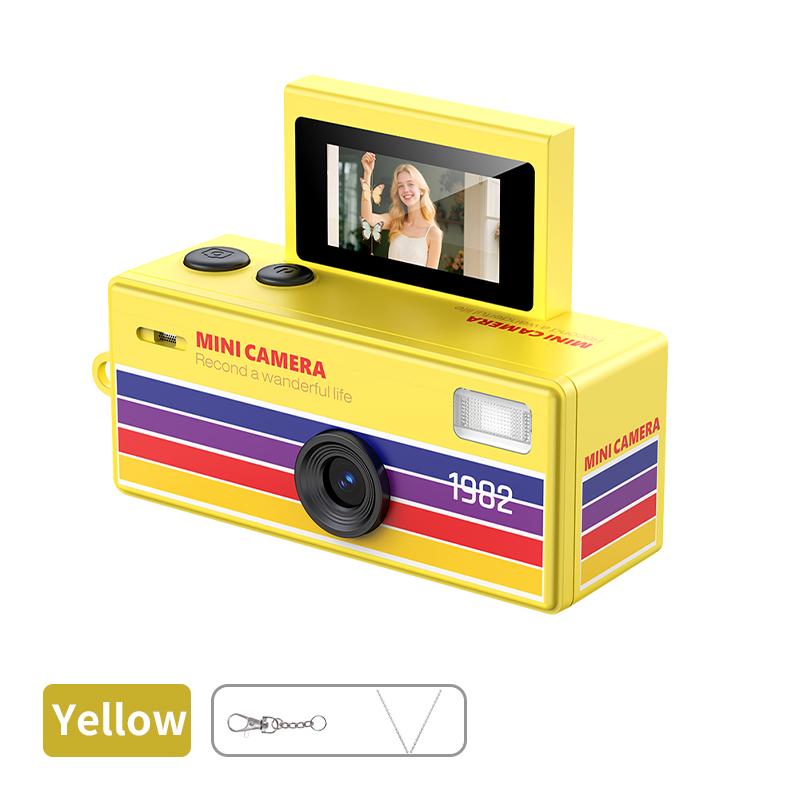 

Retro Mini Thumb Camera, HD Photo and Video, Flip Screen Selfie, Portable Digital Camera for Students None Card жёлтый