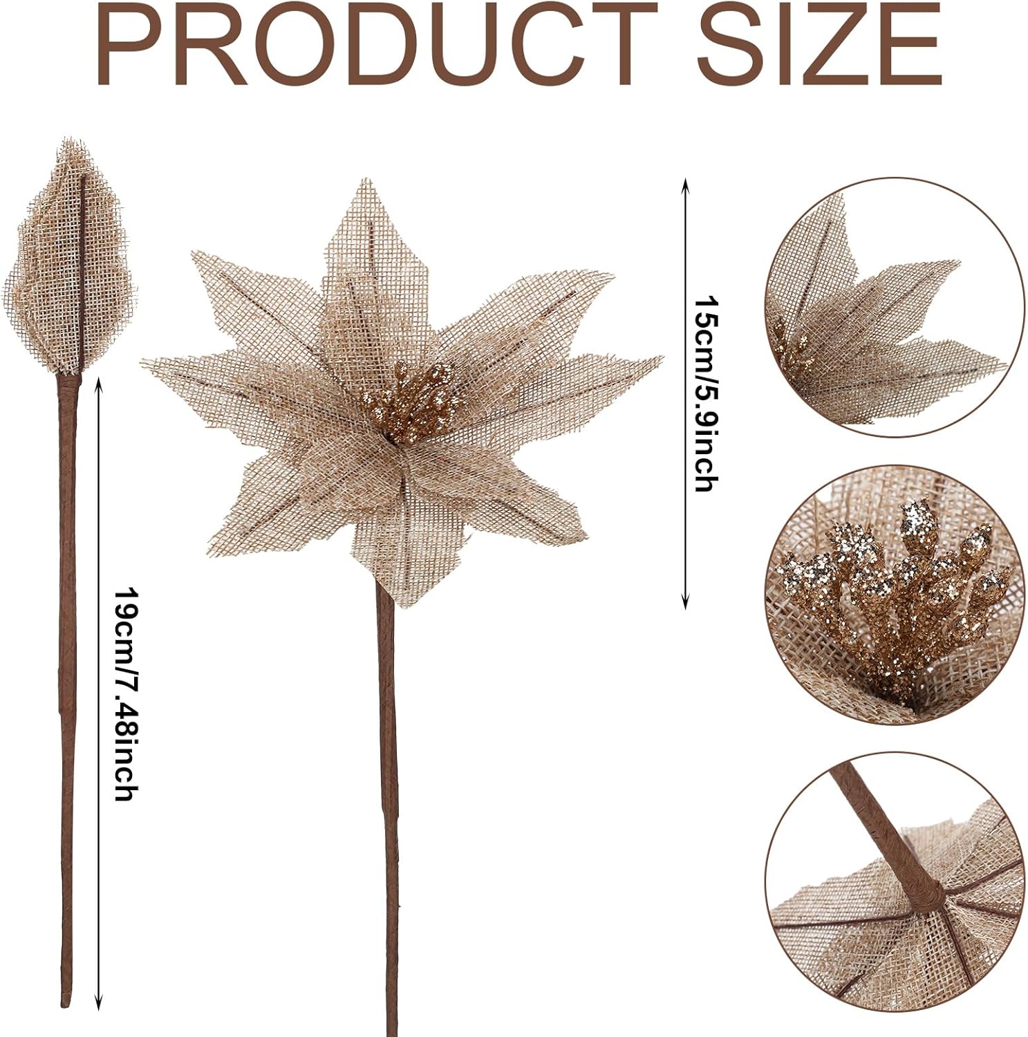 

24 шт. Натуральные искусственные пуансеттии с ягодами и стеблями для рождественского свадебного декора 0.6M