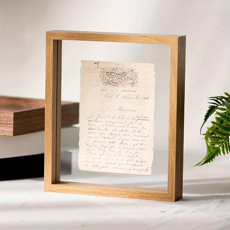 1 Pc 7-Inch Square Double-Sided Glass Picture Frame - Ideal for Displaying Dry Paintings and Leaves.European Style Wooden DIY Photo Frame for Tabletop