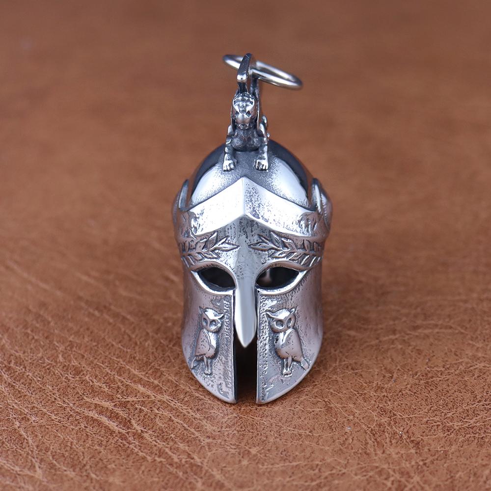 Vintage Viking Odin Bell Pendant Necklaces Stainless Steel Luck Motorcycle Biker Bell Hanger Spartan Roman Mask Helmet Jewelry