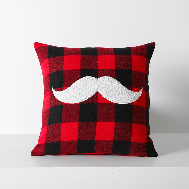 Christmas Red and Black Plaid Embroidered Pillow Cushion Cushion Cover Christmas Style Bedroom Living Room Pillow Without Core