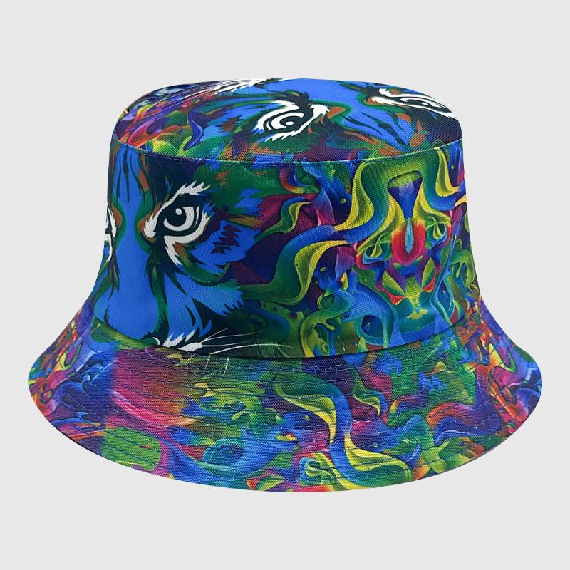 Dye Fisherman Tie Hat Uv Protection Assorted Colors Print Butterfly Cat Cap Leaf