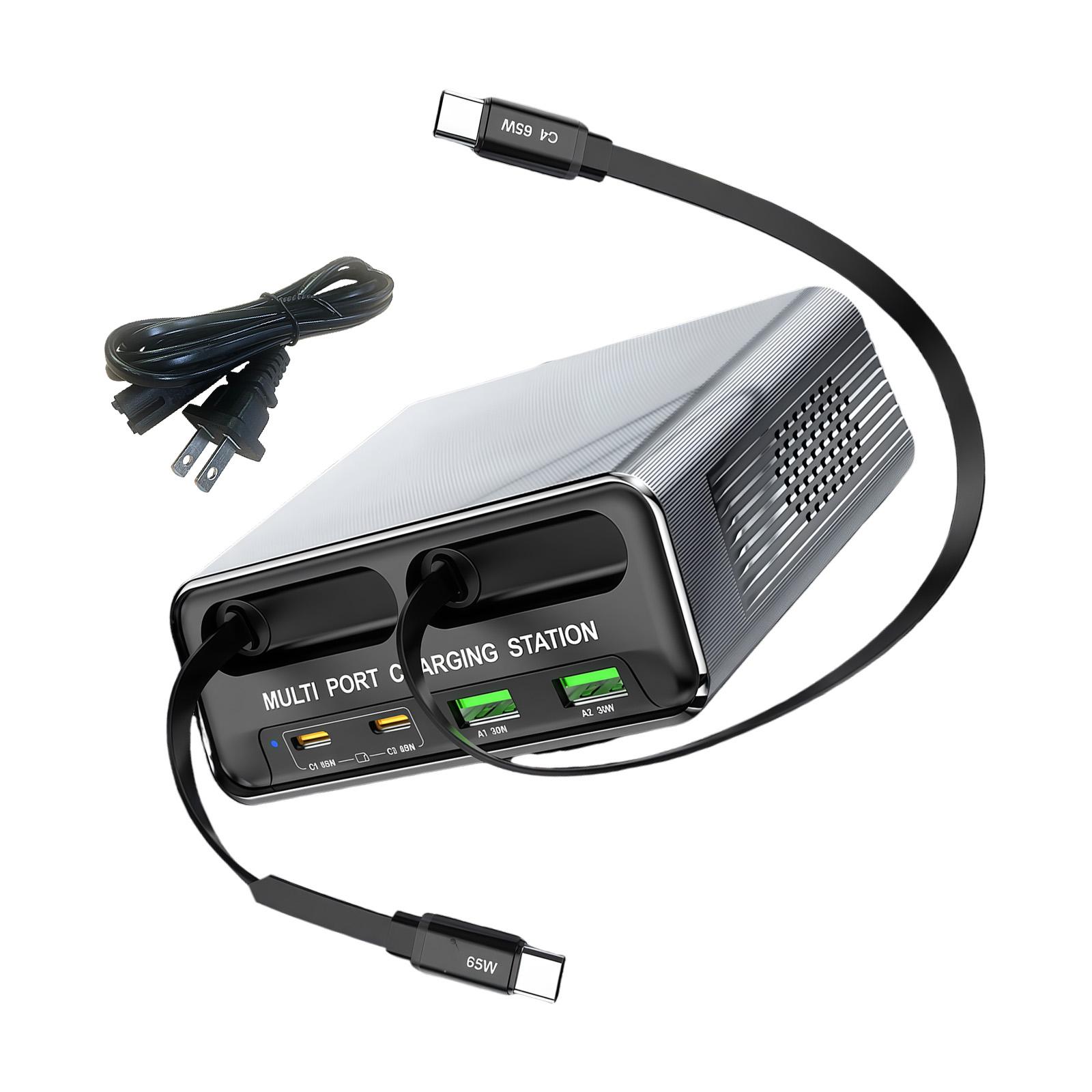 Multifunctional 65W Desktop Charging Adapter USB Type C Port Intelligent Power Desktop Charging Station Plastic Texture 1