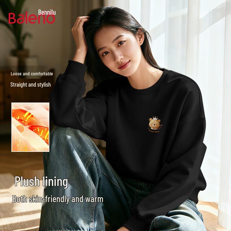 Baleno Women's Fleece-Lined Cartoon Bear Pullover Sweatshirt