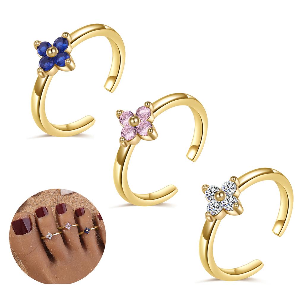 Neuer Vergoldeter Farb-Zirkon Zehenring Hohe Qualität Nicht Verblassender Schmuck Mode Luxus Accessoires Sommergeschenk für Damen