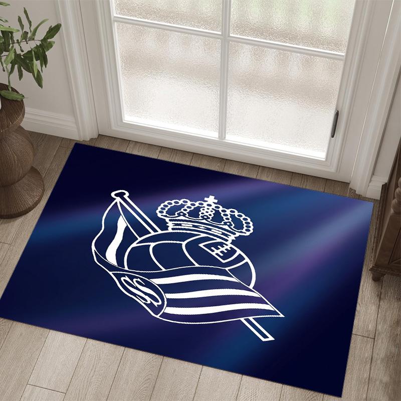 Real Sociedad FC Design Crystal Velvet Carpet Cozy Non?Slip Printed Rug For Bedroom Living Room Entrance