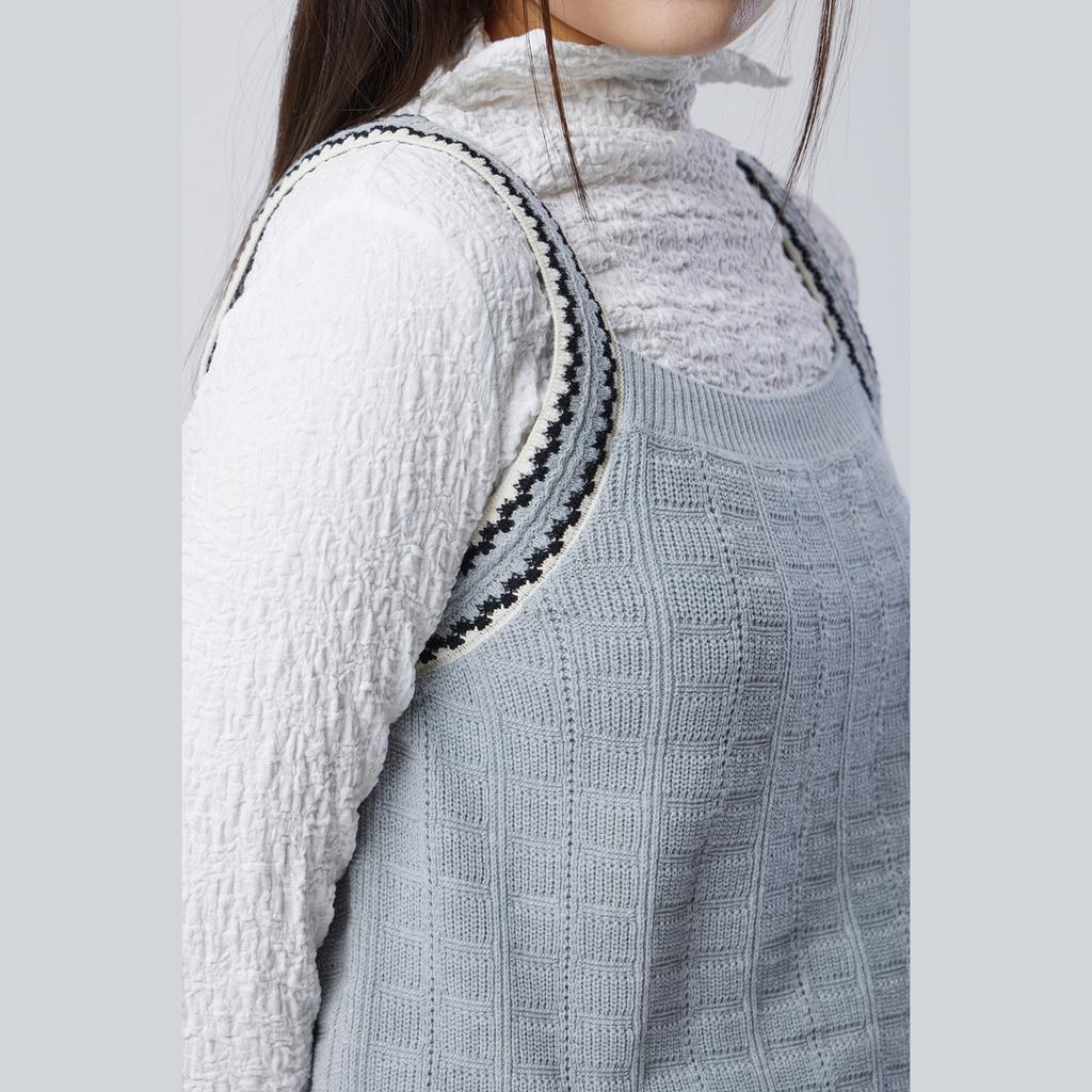 Benetong Crochet Contrast Line Knit Vest_Bakve1611Gr