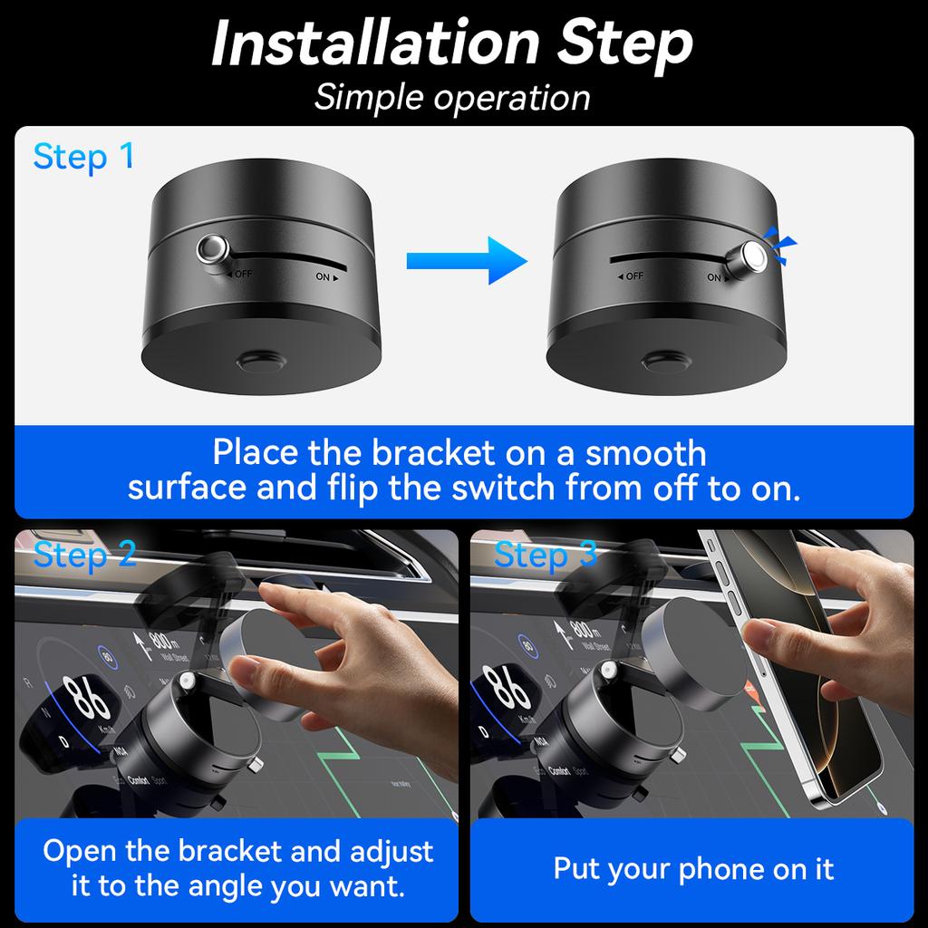 Mini 360° Vacuum Double Side Magnetic Suction Cup Holder Foldable Kitchen Lazy Phone Bracket For iPhone Android Smartphone
