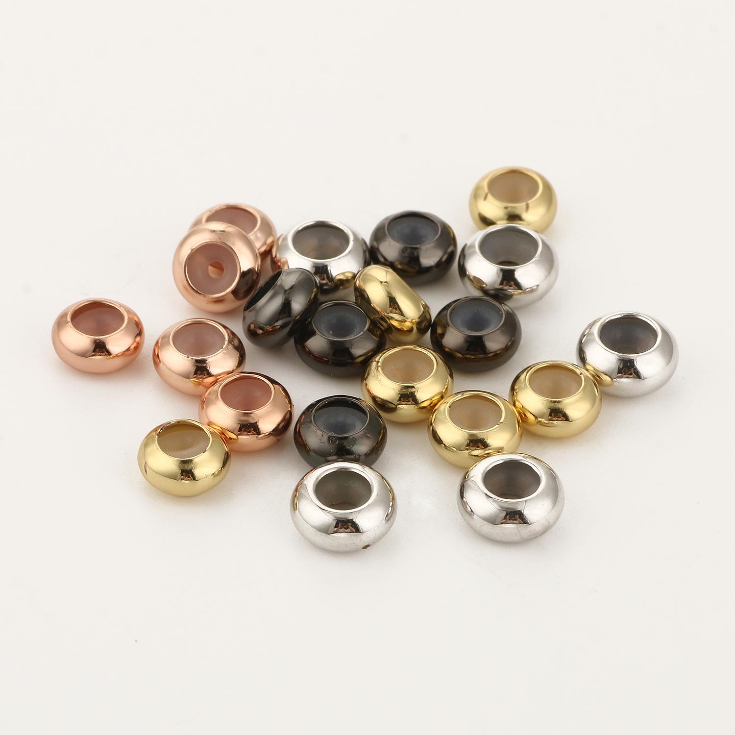 

Медный стопор, бусины-зажимы, подвески с силиконовыми резиновыми прокладками, бусины на конце браслета, ювелирная фурнитура 5 шт. 10 шт. 15 шт./лот(Не включать цепь) 7x4mm 10pcs-mixed color