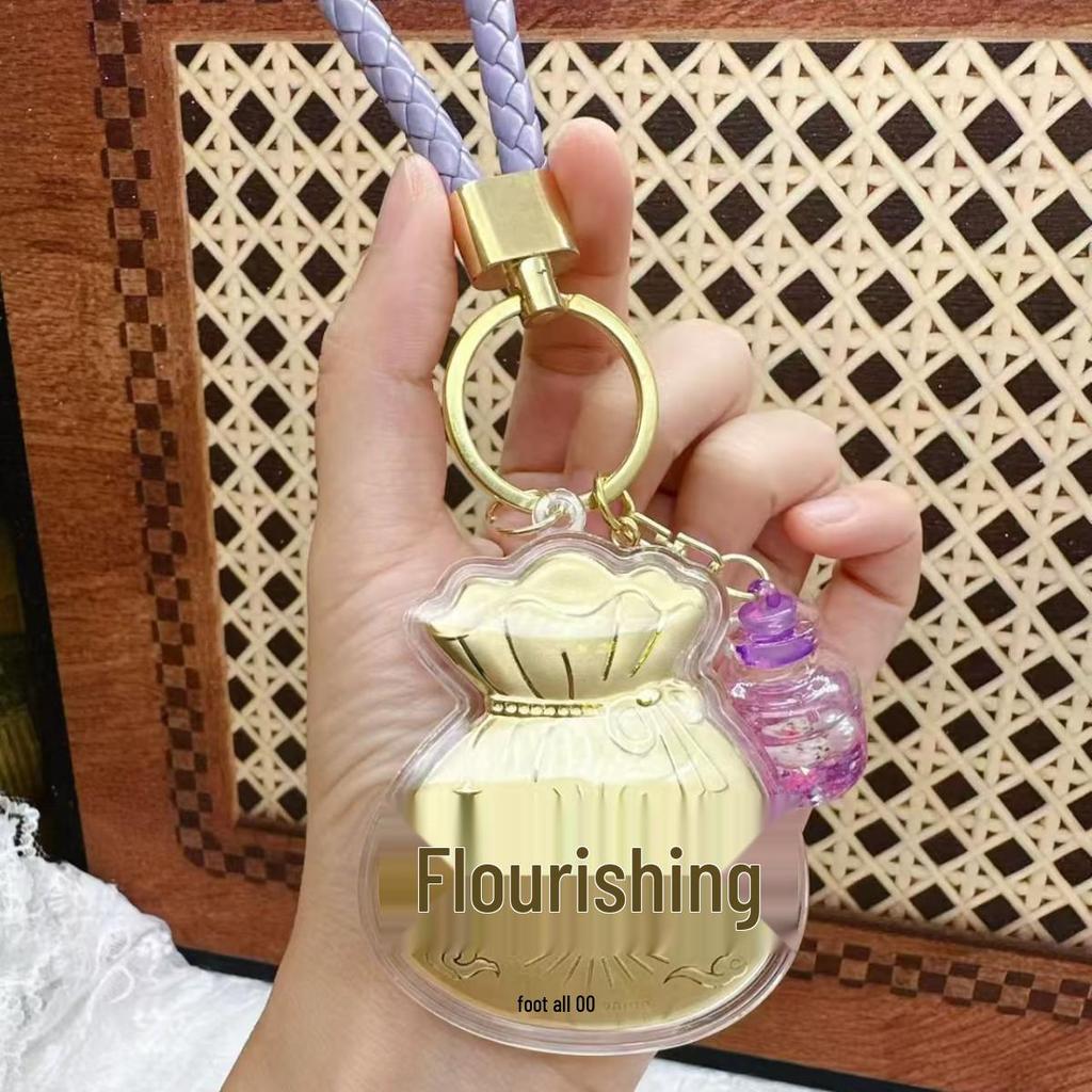 Gold Heart Pony Keychain: Money, Love & Mobile Charm with Shuibei Gold Pendant