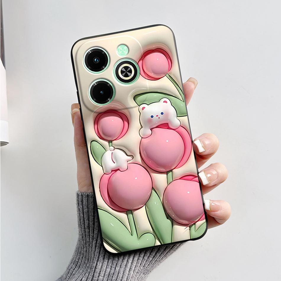For Infinix Hot 40i Case Hot40i Fashion Marble Black Silicone Soft Phone Case For Infinix Hot 40i 40 i X6528B Back Cover Fundas