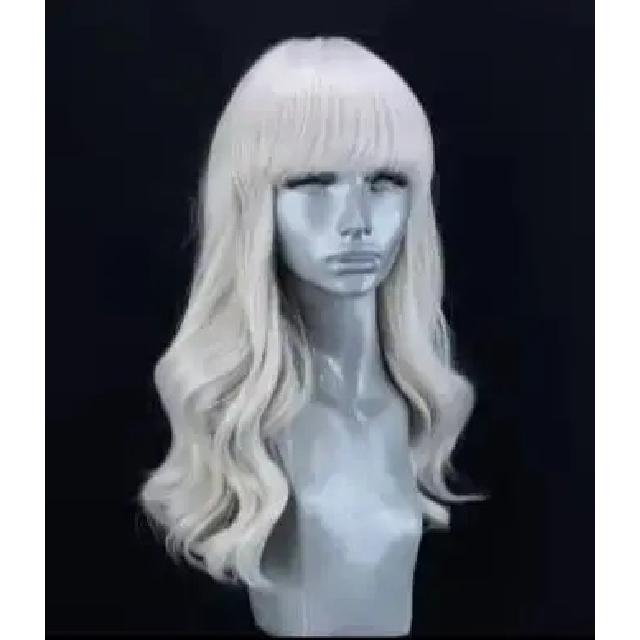 White Wig With Bangs Body Wave Lace Fornt Wig Synthetic And Blend Premium Fibre Heat Resistant Cosplay Pre Plucked For Women